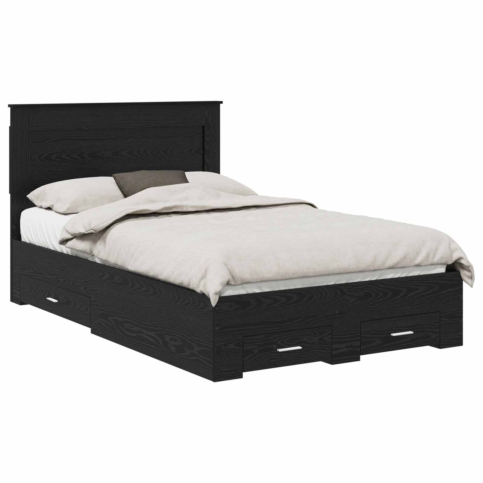 Struttura del letto Rovere Nero 120 x 190 cm Legno multistrato | homemem39