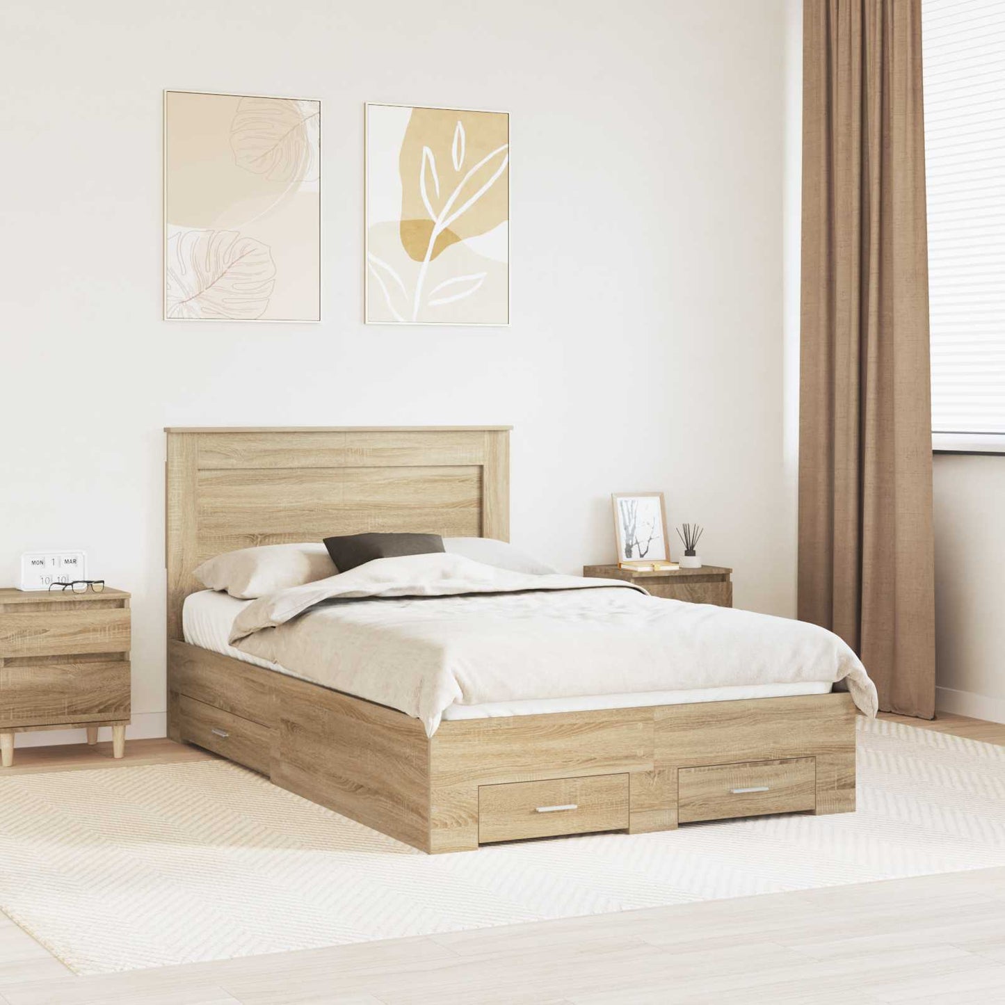 Struttura del letto con testiera Rovere Sonoma 120 x 200 cm | homemem39