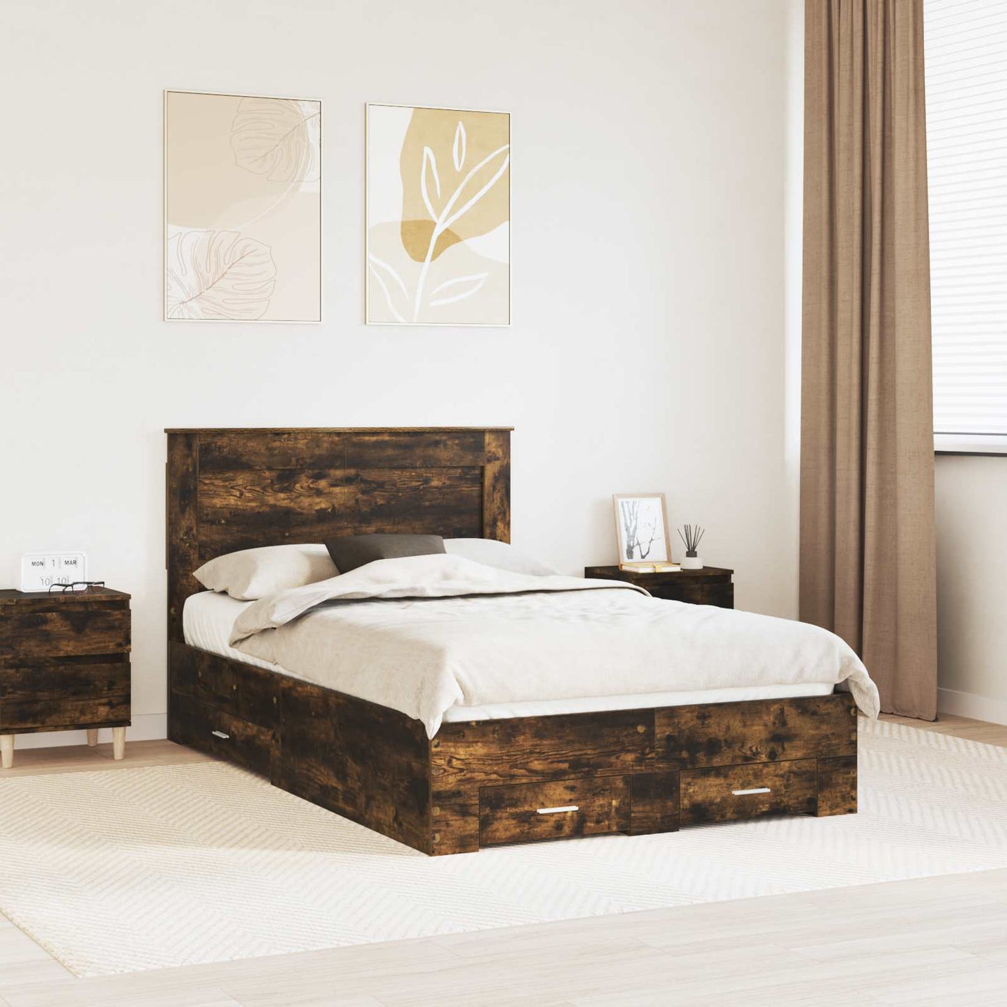 Struttura del letto con cassetto con testiera Legno multistrato | homemem39
