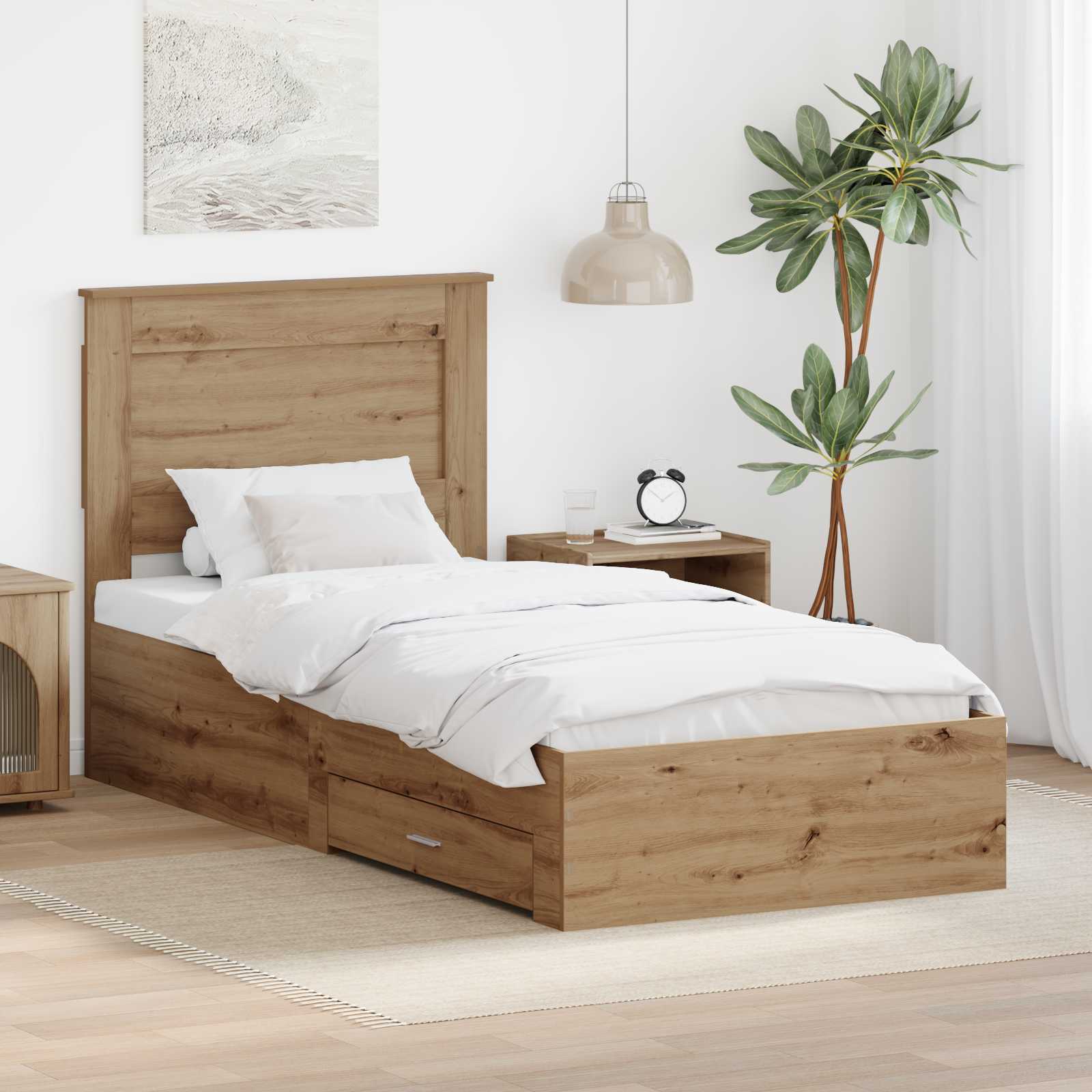 Struttura del letto Rovere artigianale 100 x 200 cm | homemem39