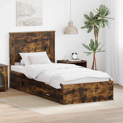 Struttura del letto Rovere Affumicato e Argento 75 x 190 cm | homemem39