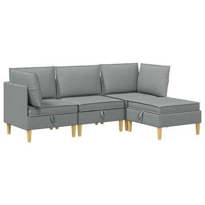 Set di mobili per il soggiorno 4 pcs Grigio Chiaro Tessuto