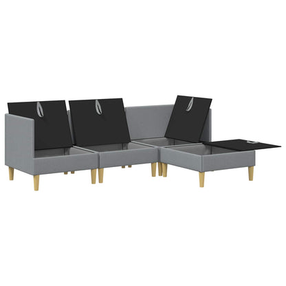 Set di mobili per il soggiorno 4 pcs Grigio Chiaro Tessuto | homemem39
