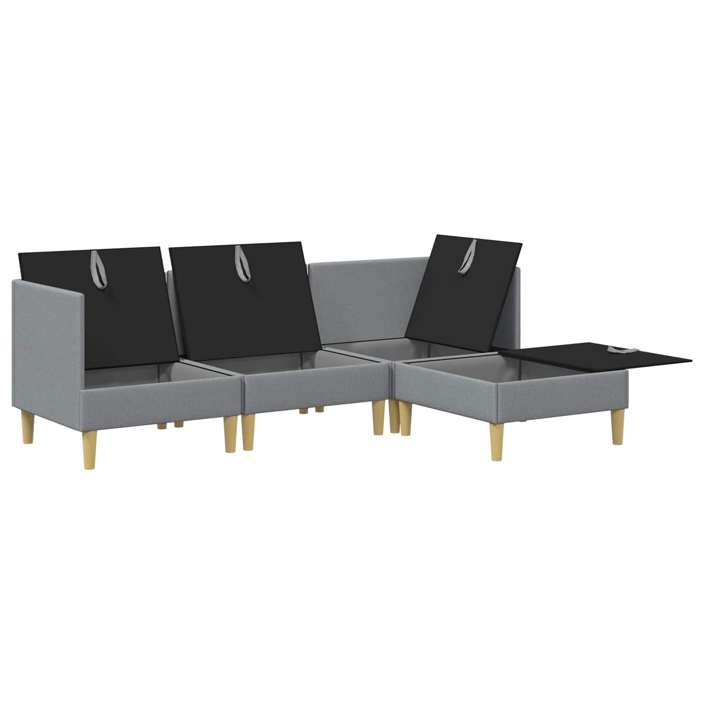 Set di mobili per il soggiorno 4 pcs Grigio Chiaro Tessuto