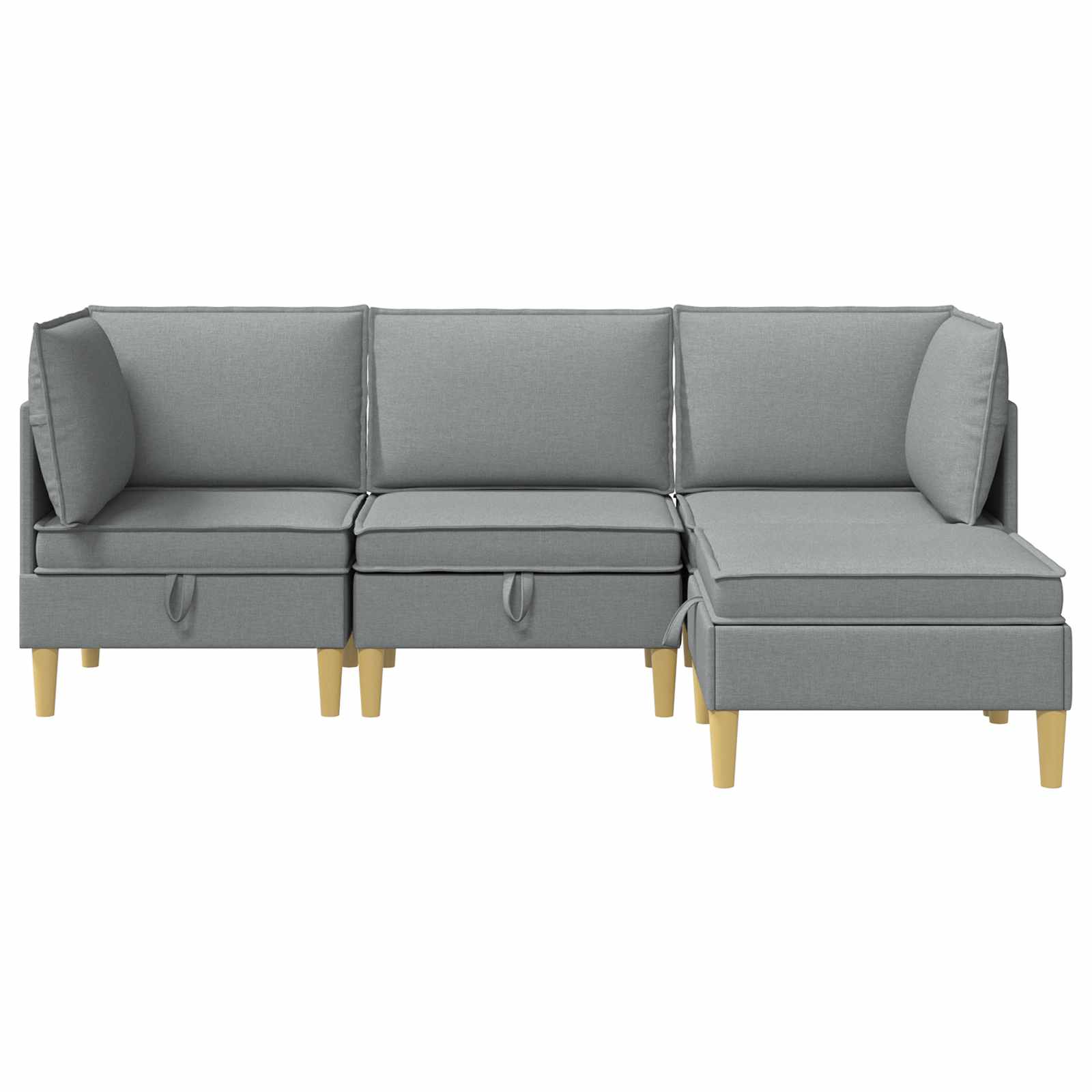 Set di mobili per il soggiorno 4 pcs Grigio Chiaro Tessuto | homemem39