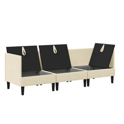 Set di mobili per il soggiorno 3 pcs Crema Tessuto | homemem39