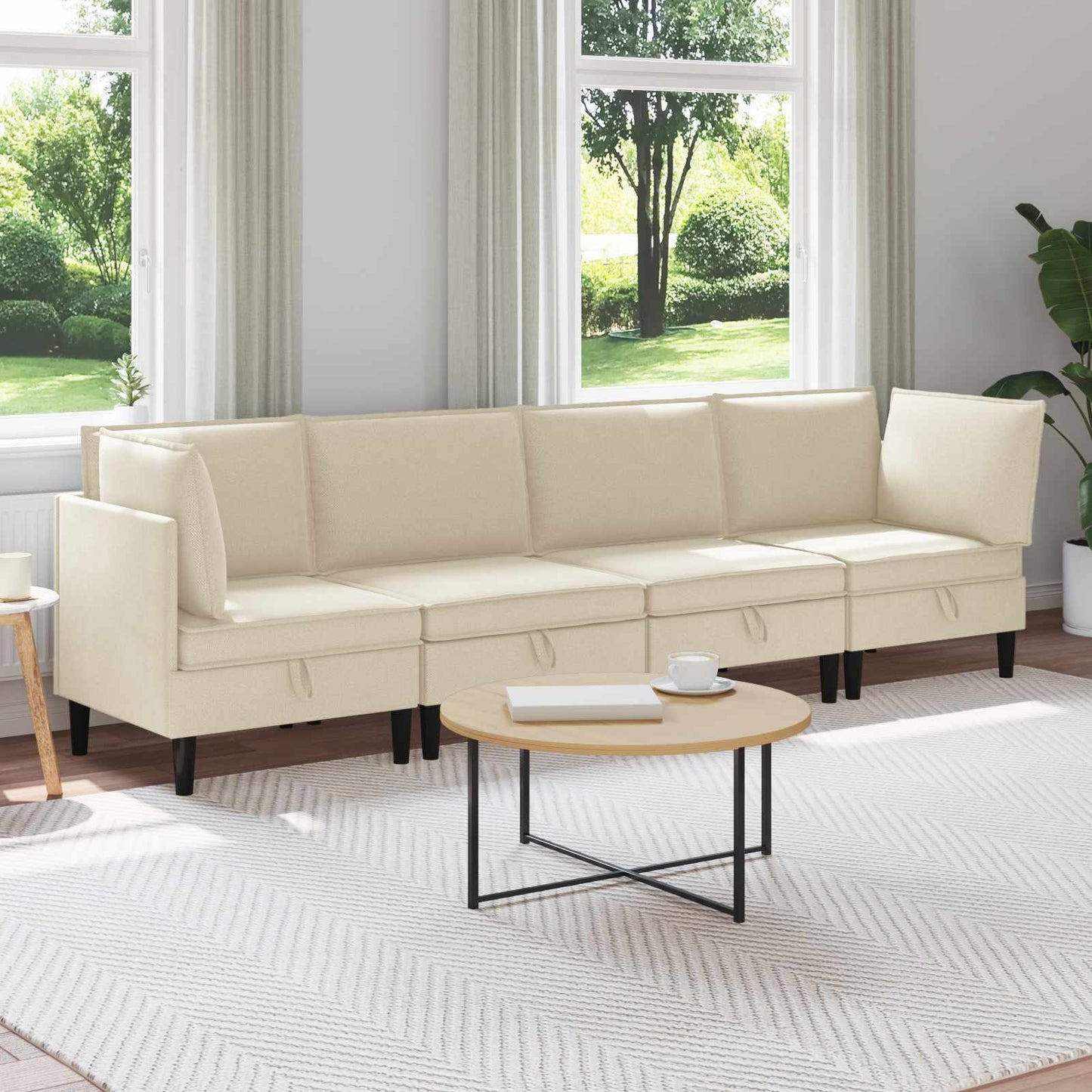 Set di mobili per il soggiorno 4 pcs Crema Tessuto | homemem39