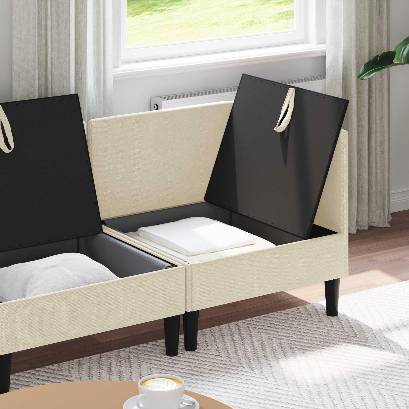 Set di mobili per il soggiorno 4 pcs Crema Tessuto | homemem39