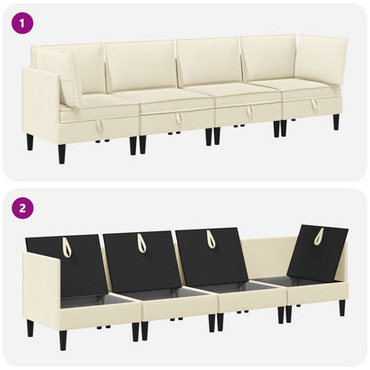 Set di mobili per il soggiorno 4 pcs Crema Tessuto | homemem39