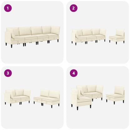 Set di mobili per il soggiorno 4 pcs Crema Tessuto | homemem39