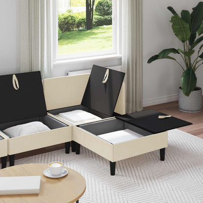 Set di mobili per il soggiorno 4 pcs Crema Tessuto | homemem39