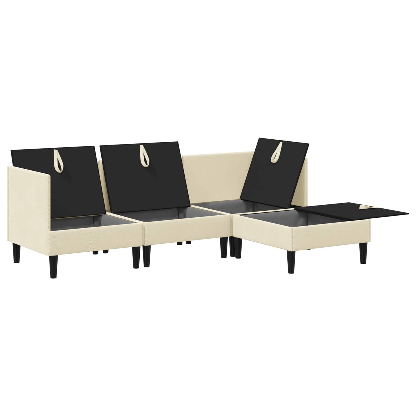 Set di mobili per il soggiorno 4 pcs Crema Tessuto | homemem39