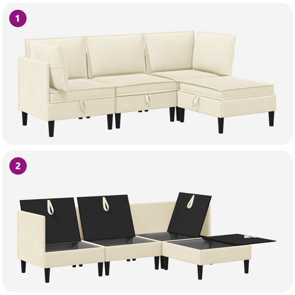 Set di mobili per il soggiorno 4 pcs Crema Tessuto