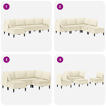 Set di mobili per il soggiorno 5 pcs Crema Tessuto | homemem39