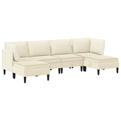 Set di mobili per il soggiorno 6 pcs Crema Tessuto | homemem39