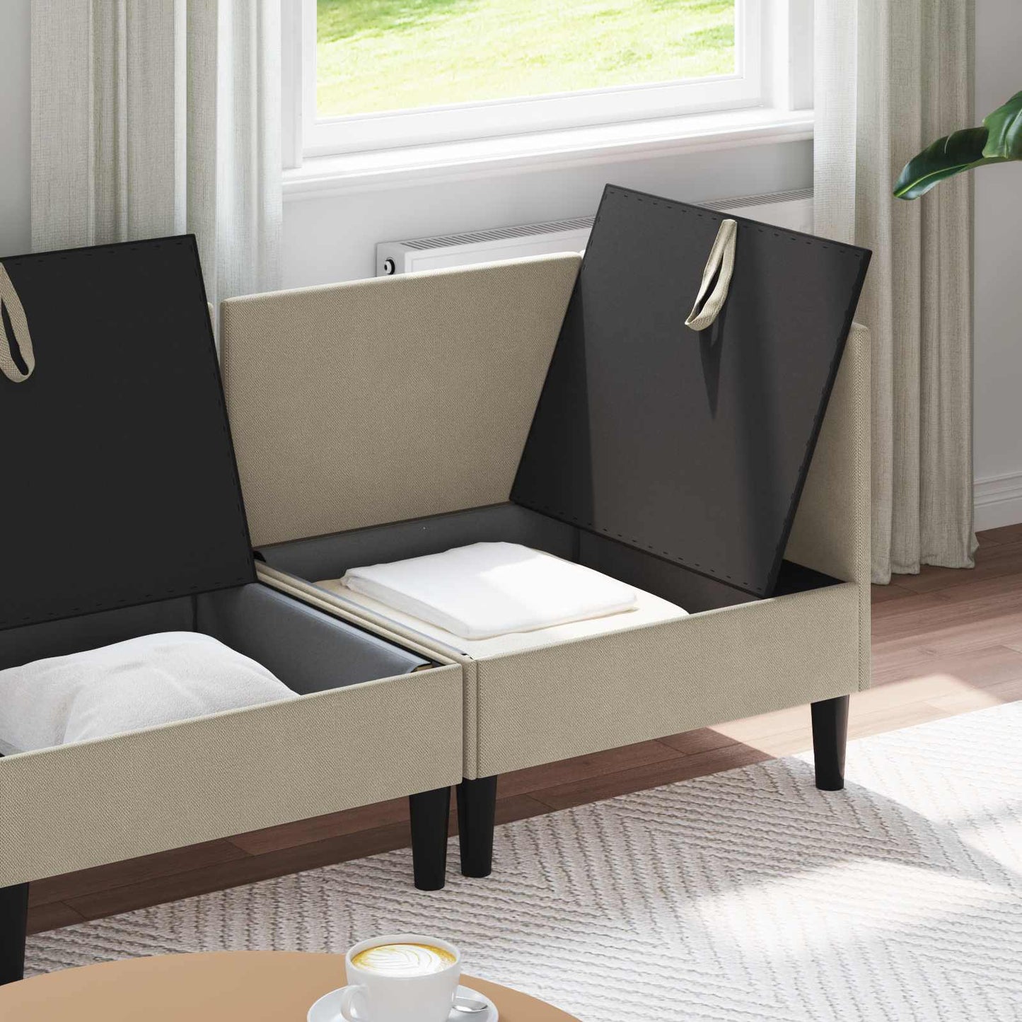 Set di mobili per il soggiorno 3 pcs Sabbia Tessuto