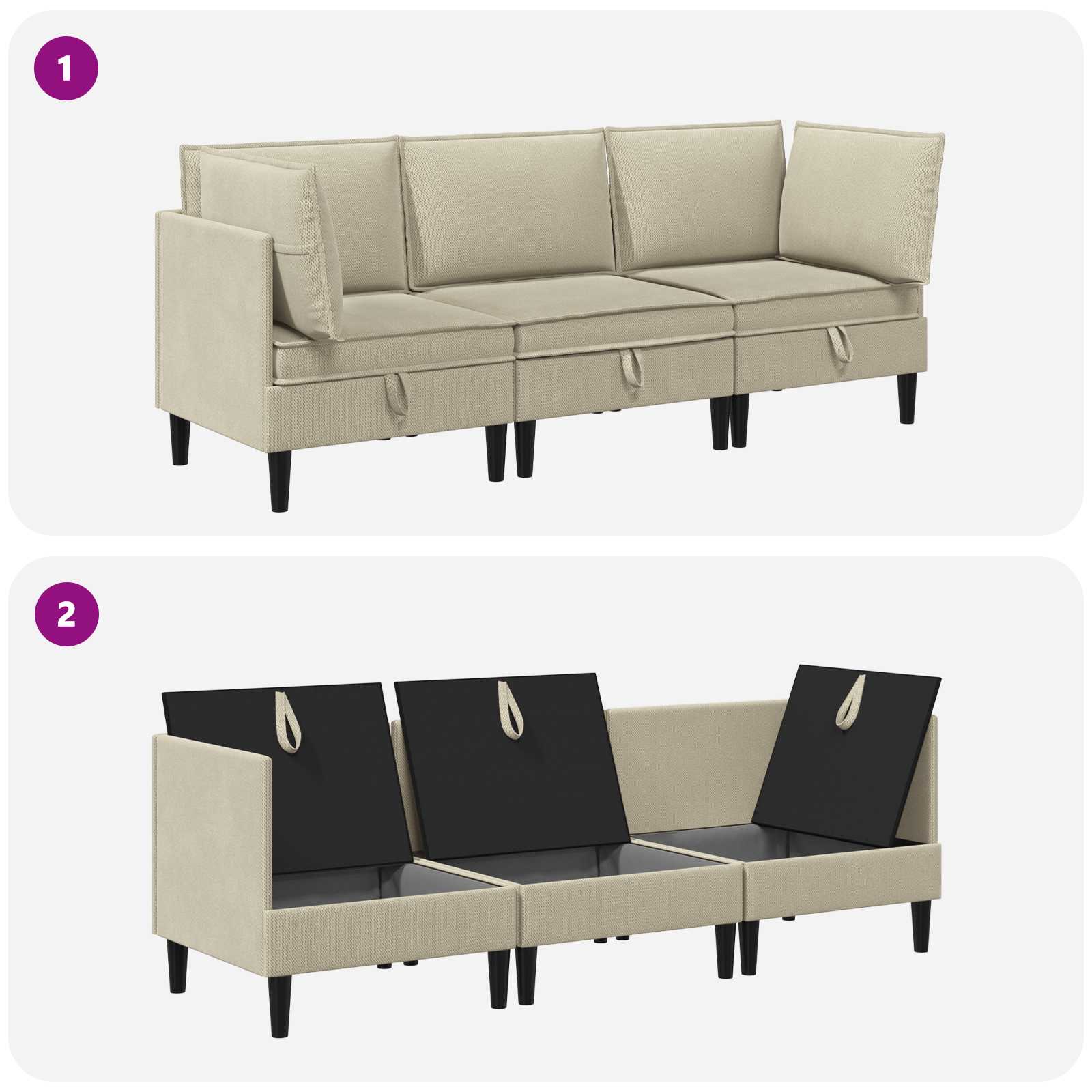 Set di mobili per il soggiorno 3 pcs Sabbia Tessuto | homemem39