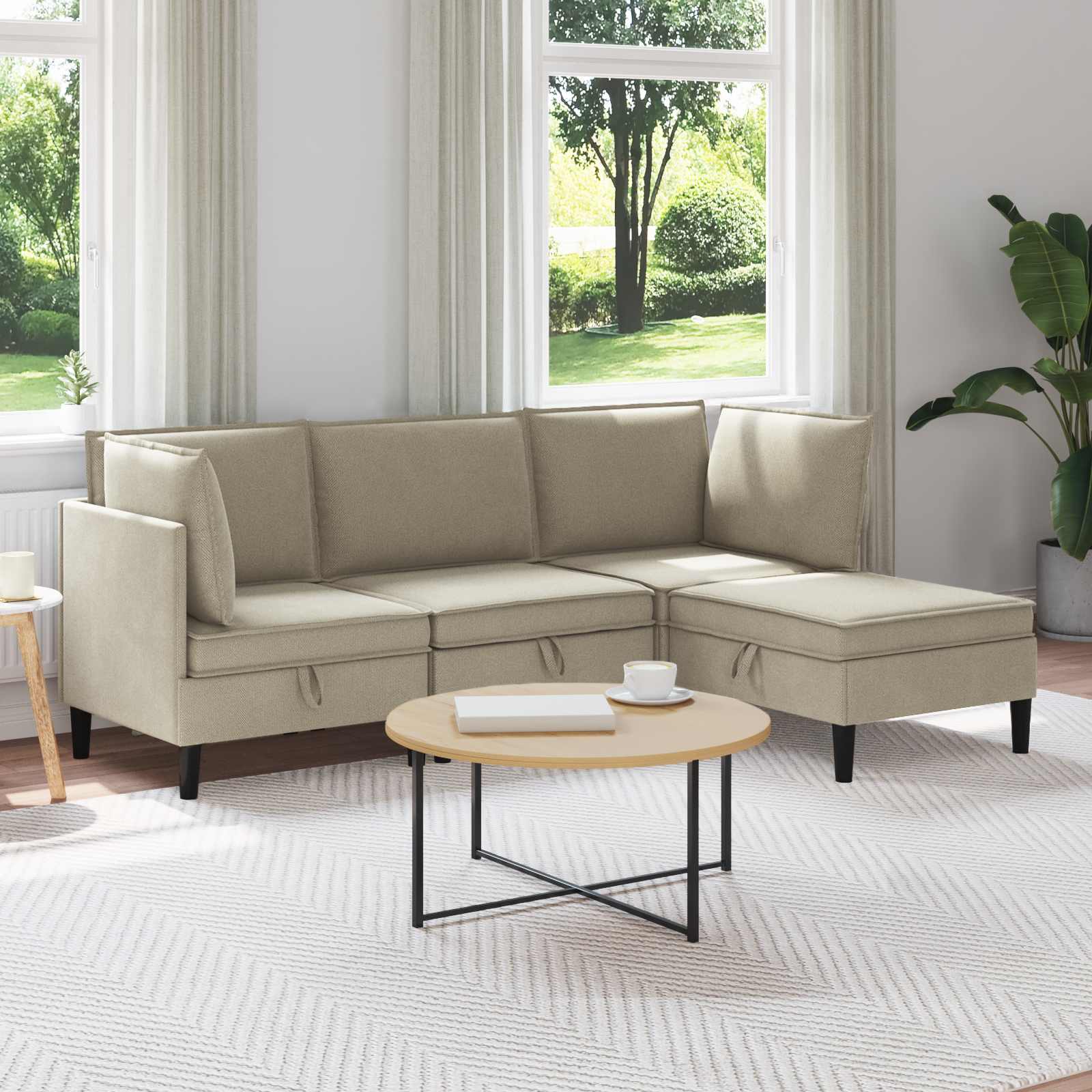 Set di mobili per il soggiorno 4 pcs Sabbia Tessuto | homemem39