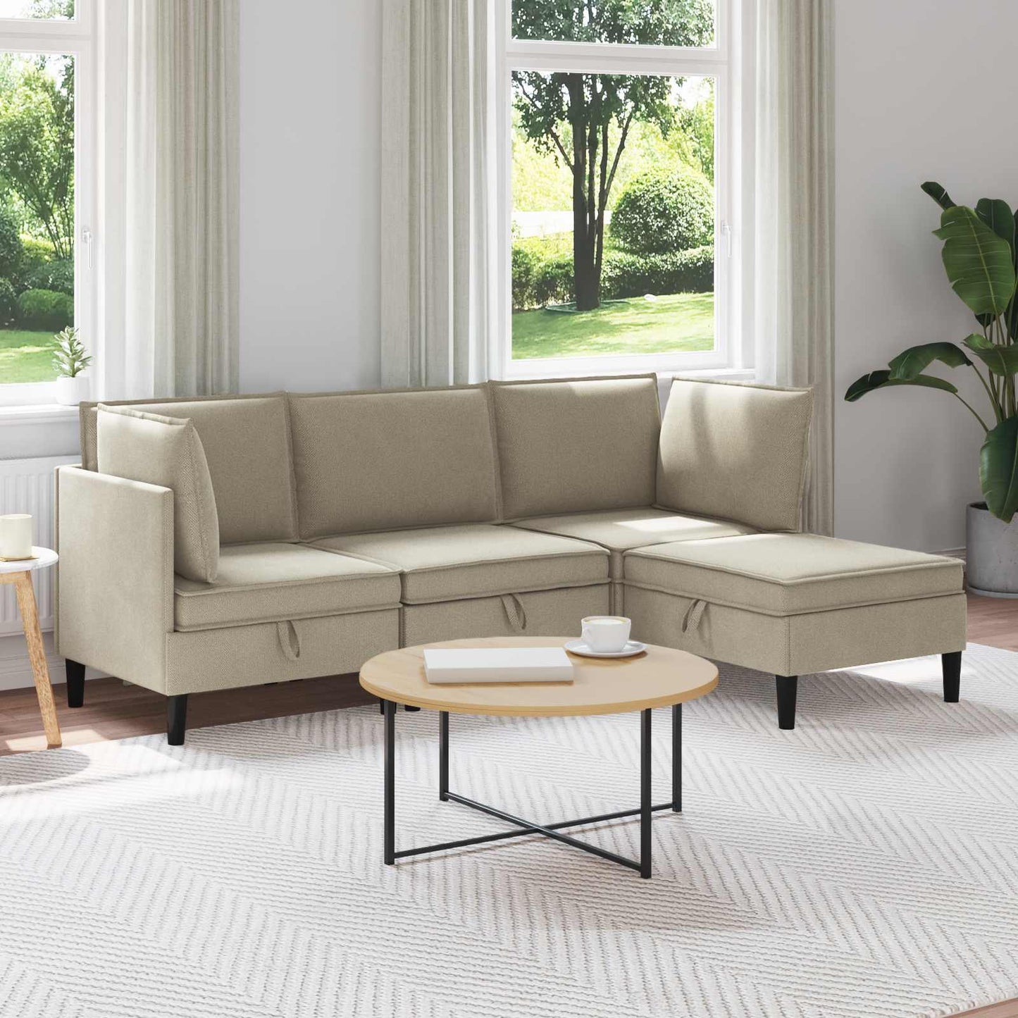 Set di mobili per il soggiorno 4 pcs Sabbia Tessuto