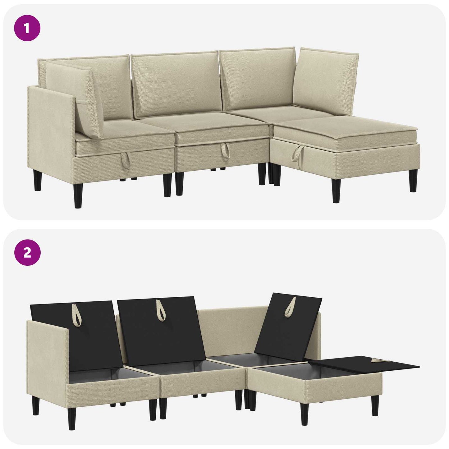 Set di mobili per il soggiorno 4 pcs Sabbia Tessuto | homemem39