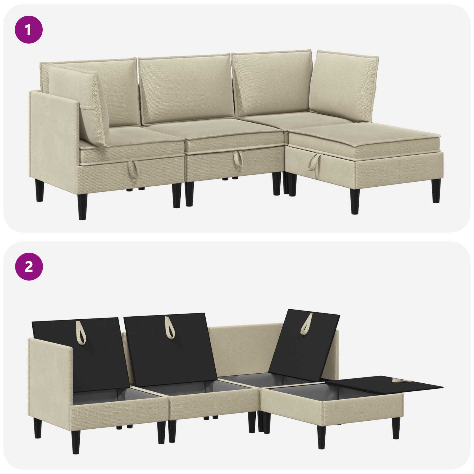 Set di mobili per il soggiorno 4 pcs Sabbia Tessuto | homemem39