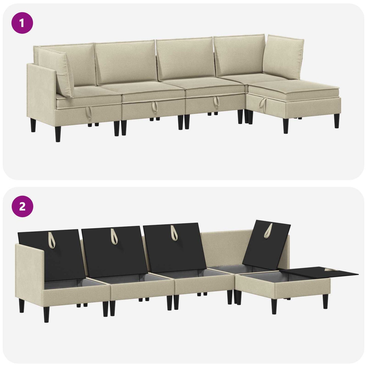 Set di mobili per il soggiorno 5 pcs Sabbia Tessuto | homemem39