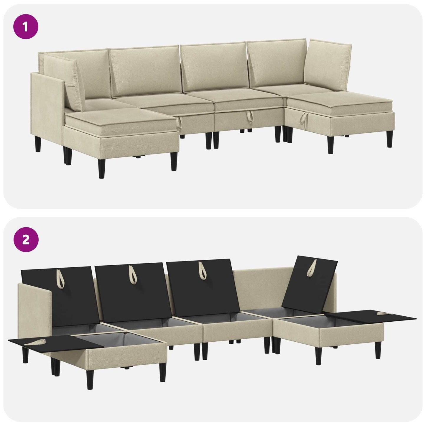 Set di mobili per il soggiorno 6 pcs Sabbia Tessuto | homemem39