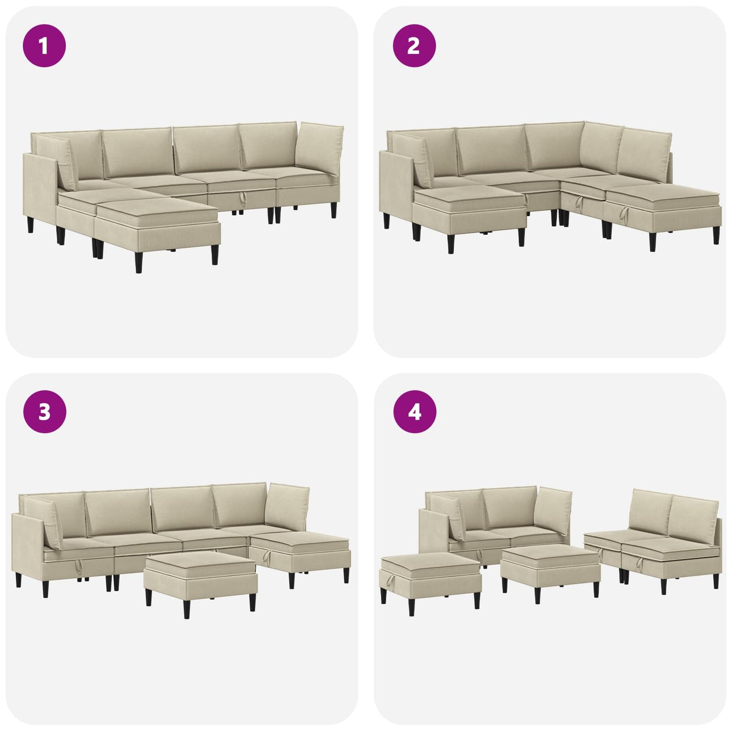 Set di mobili per il soggiorno 6 pcs Sabbia Tessuto | homemem39