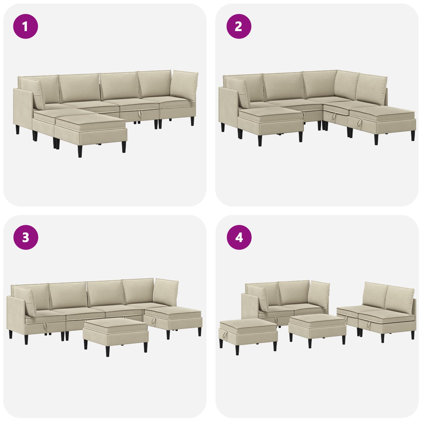 Set di mobili per il soggiorno 6 pcs Sabbia Tessuto | homemem39