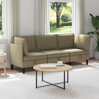 Set di mobili per il soggiorno 3 pcs Cachi Tessuto | homemem39