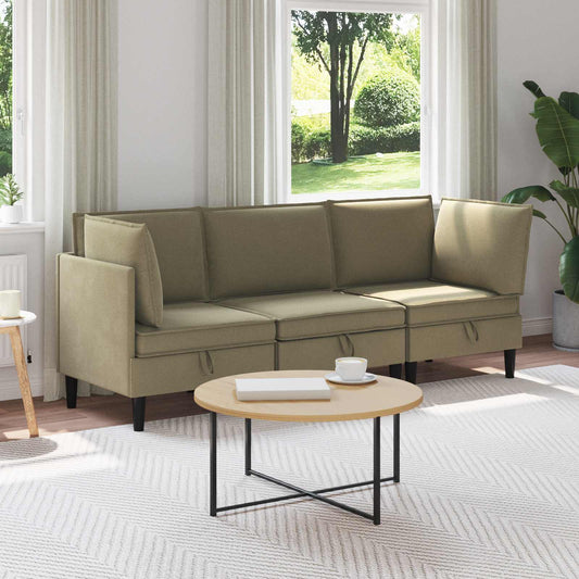 Set di mobili per il soggiorno 3 pcs Cachi Tessuto | homemem39