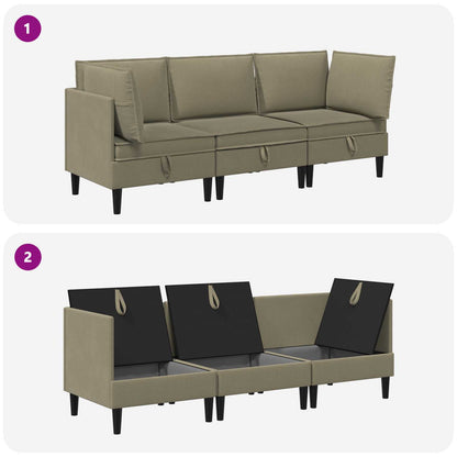 Set di mobili per il soggiorno 3 pcs Cachi Tessuto | homemem39