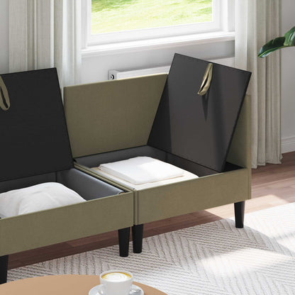 Set di mobili per il soggiorno 4 pcs Cachi Tessuto | homemem39