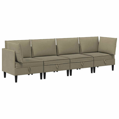 Set di mobili per il soggiorno 4 pcs Cachi Tessuto | homemem39