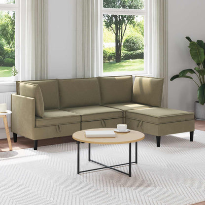 Set di mobili per il soggiorno 4 pcs Cachi Tessuto | homemem39