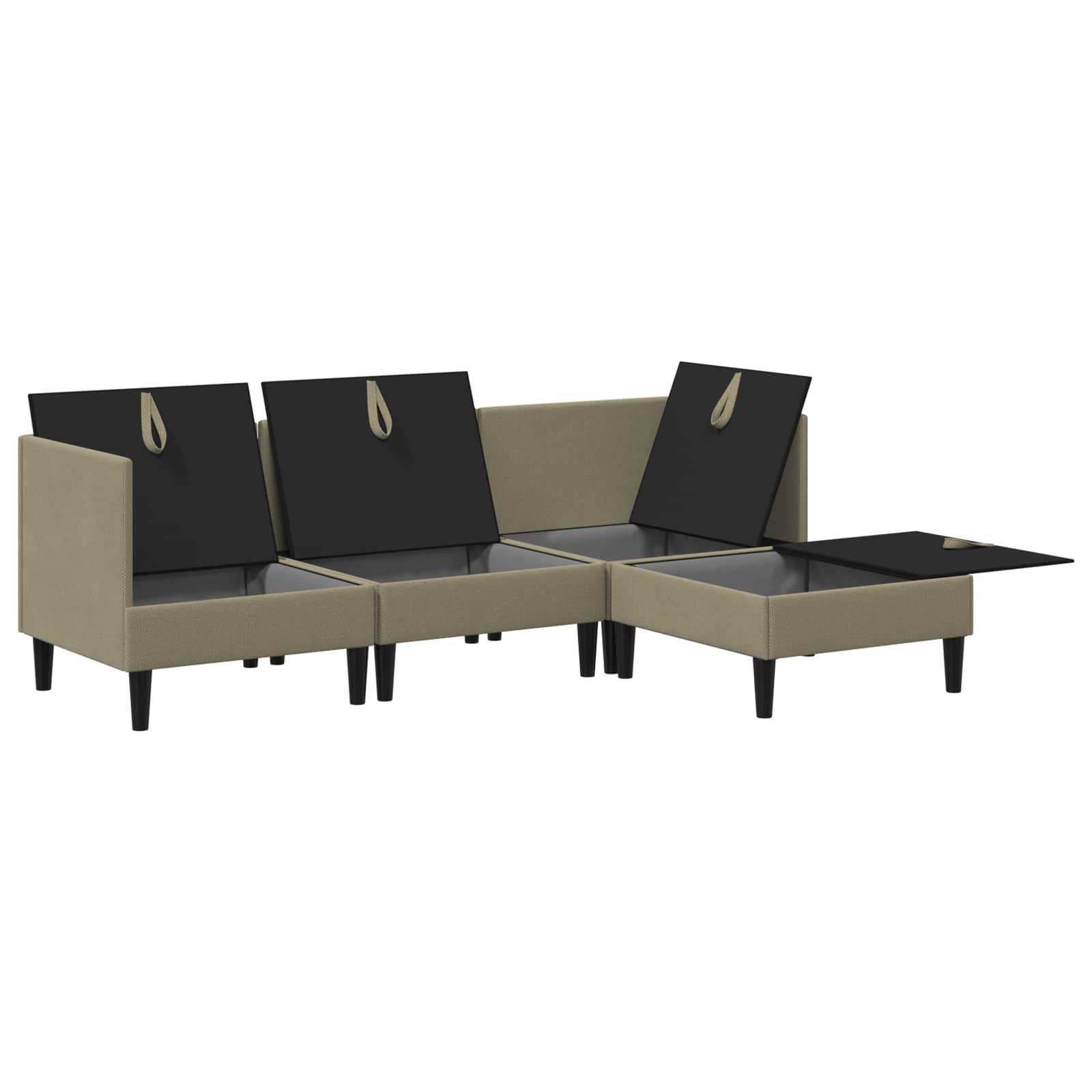 Set di mobili per il soggiorno 4 pcs Cachi Tessuto | homemem39