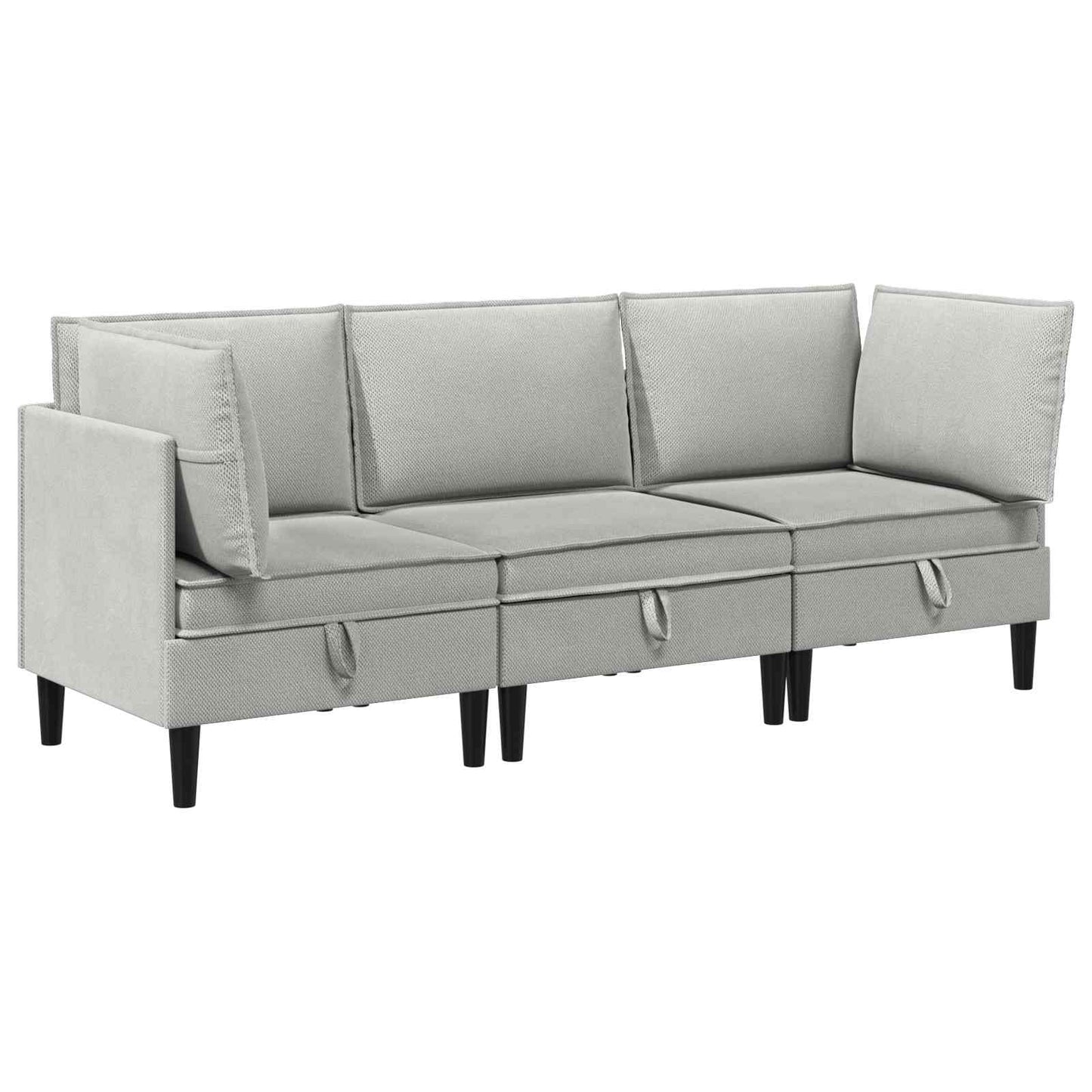 Set di mobili per il soggiorno 3 pcs Grigio chiaro Tessuto | homemem39