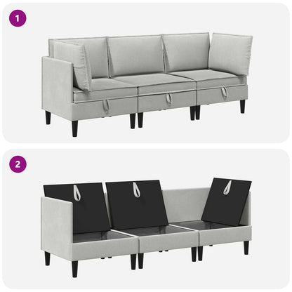 Set di mobili per il soggiorno 3 pcs Grigio chiaro Tessuto | homemem39