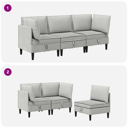 Set di mobili per il soggiorno 3 pcs Grigio chiaro Tessuto