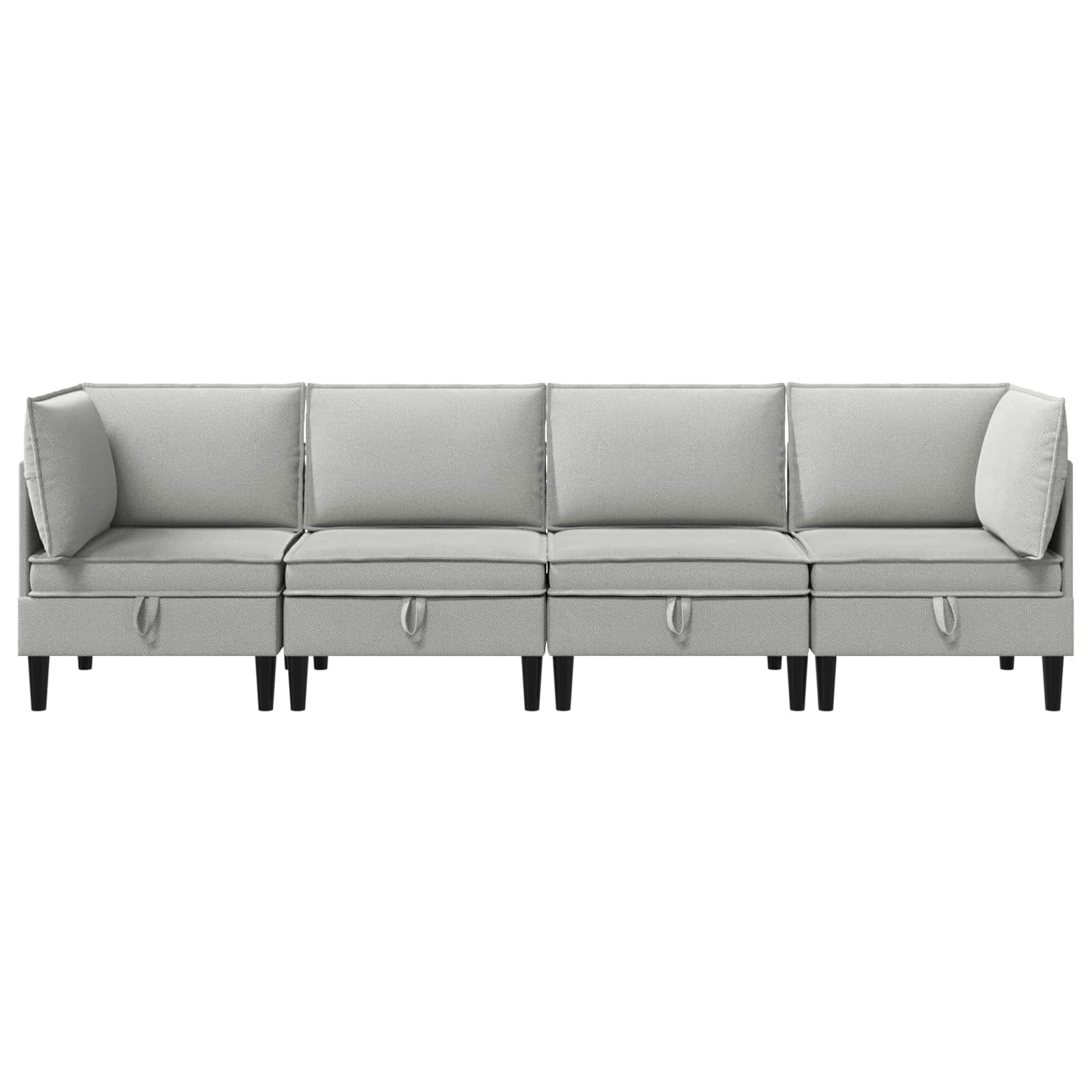 Set di mobili per il soggiorno 4 pcs Grigio chiaro Tessuto | homemem39