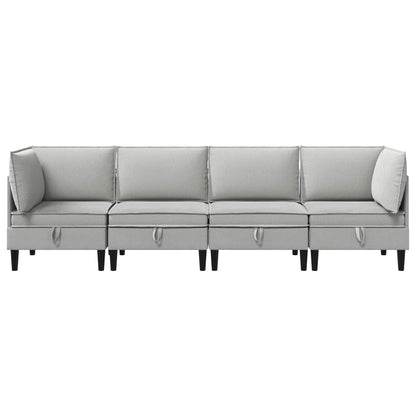 Set di mobili per il soggiorno 4 pcs Grigio chiaro Tessuto | homemem39