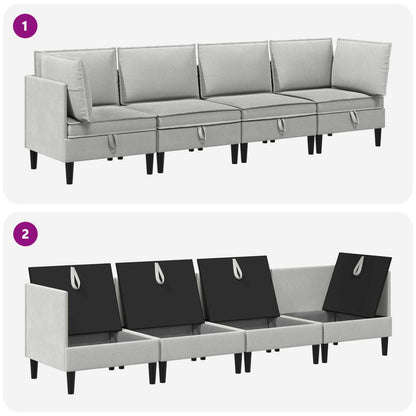 Set di mobili per il soggiorno 4 pcs Grigio chiaro Tessuto | homemem39