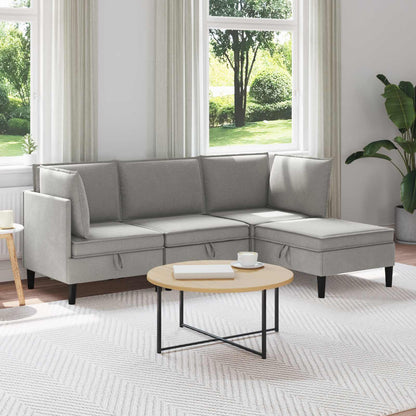 Set di mobili per il soggiorno 4 pcs Grigio chiaro Tessuto