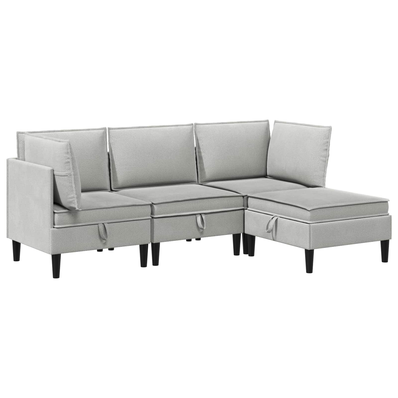 Set di mobili per il soggiorno 4 pcs Grigio chiaro Tessuto | homemem39