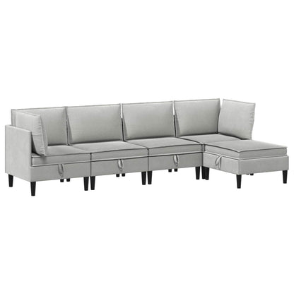 Set di mobili per il soggiorno 5 pcs Grigio chiaro Tessuto | homemem39