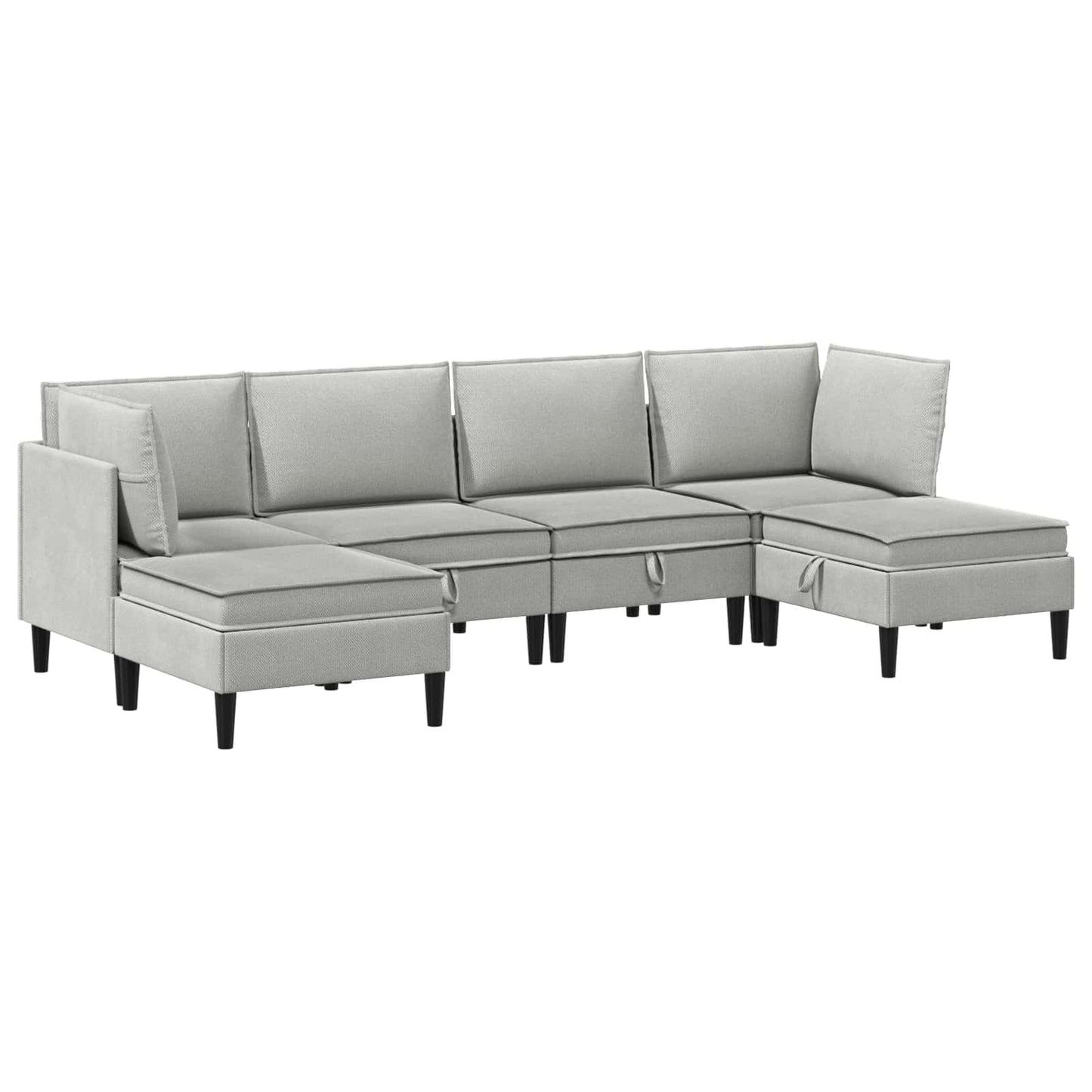 Set di mobili per il soggiorno 6 pcs Grigio chiaro Tessuto