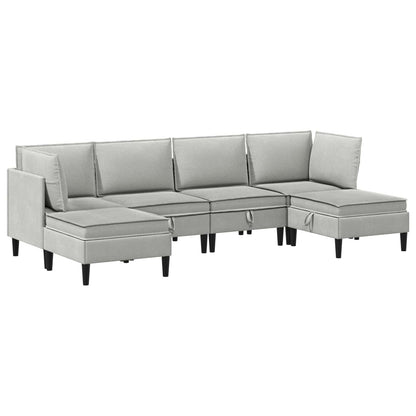 Set di mobili per il soggiorno 6 pcs Grigio chiaro Tessuto