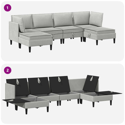 Set di mobili per il soggiorno 6 pcs Grigio chiaro Tessuto | homemem39