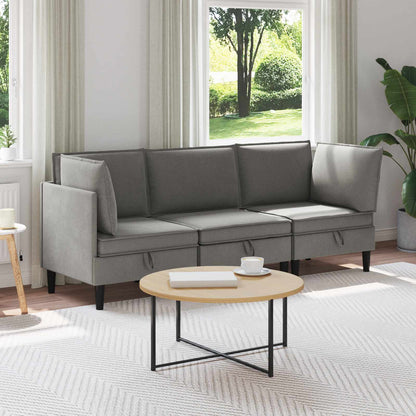 Set di mobili per il soggiorno 3 pcs Grigio scuro Tessuto