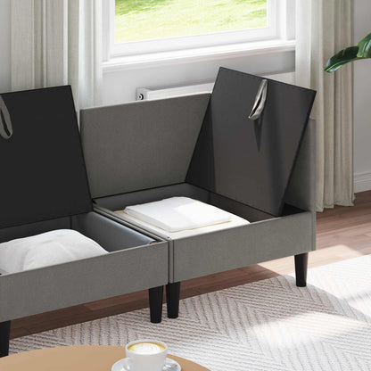 Set di mobili per il soggiorno 3 pcs Grigio scuro Tessuto | homemem39